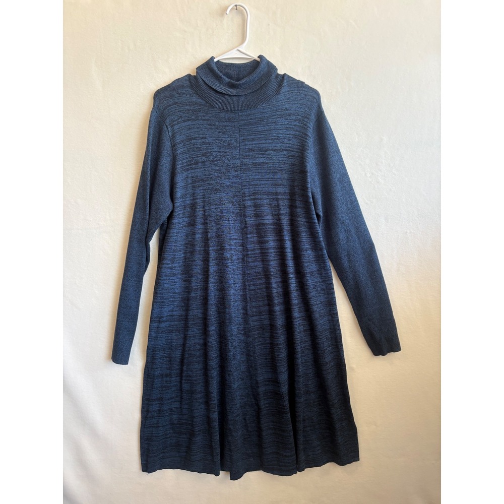 Apt. 9 Blue Space Dye Turtleneck Sweater Dress Long Sleeve XXL New